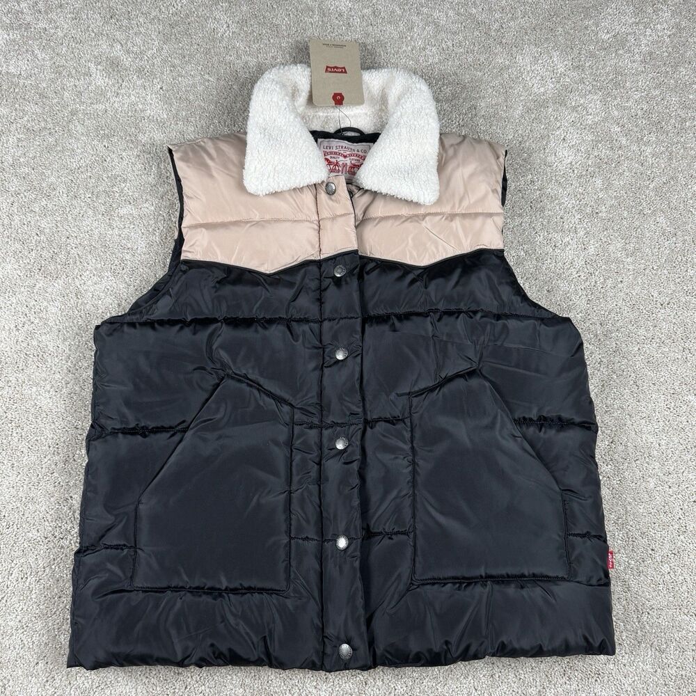 Levi's NWT Men's Jean Quilted Sherpa Puffer Insulated Quilted Puffer Vest Medium